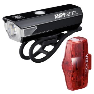 CATEYE AMPP 200 / VIZ 100 BIKE LIGHT SET:   CA490A200V100