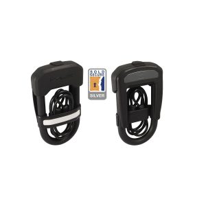 HIPLOK DC D LOCK 13MM X 14 X 7CM HARDENED STEEL + 5MM X 0.9M CABLE + CABLE HOLDER (SILVER SOLD SECURE): BLACK 13MM X 14 X 7CM HLDC1AB